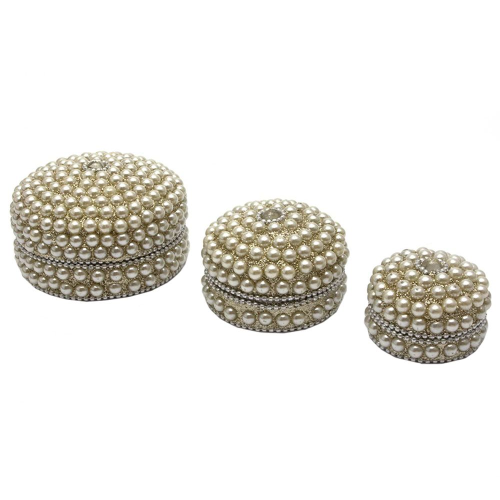 Kaf Craft Set of 3 Jewelry Boxes Handcrafted - White