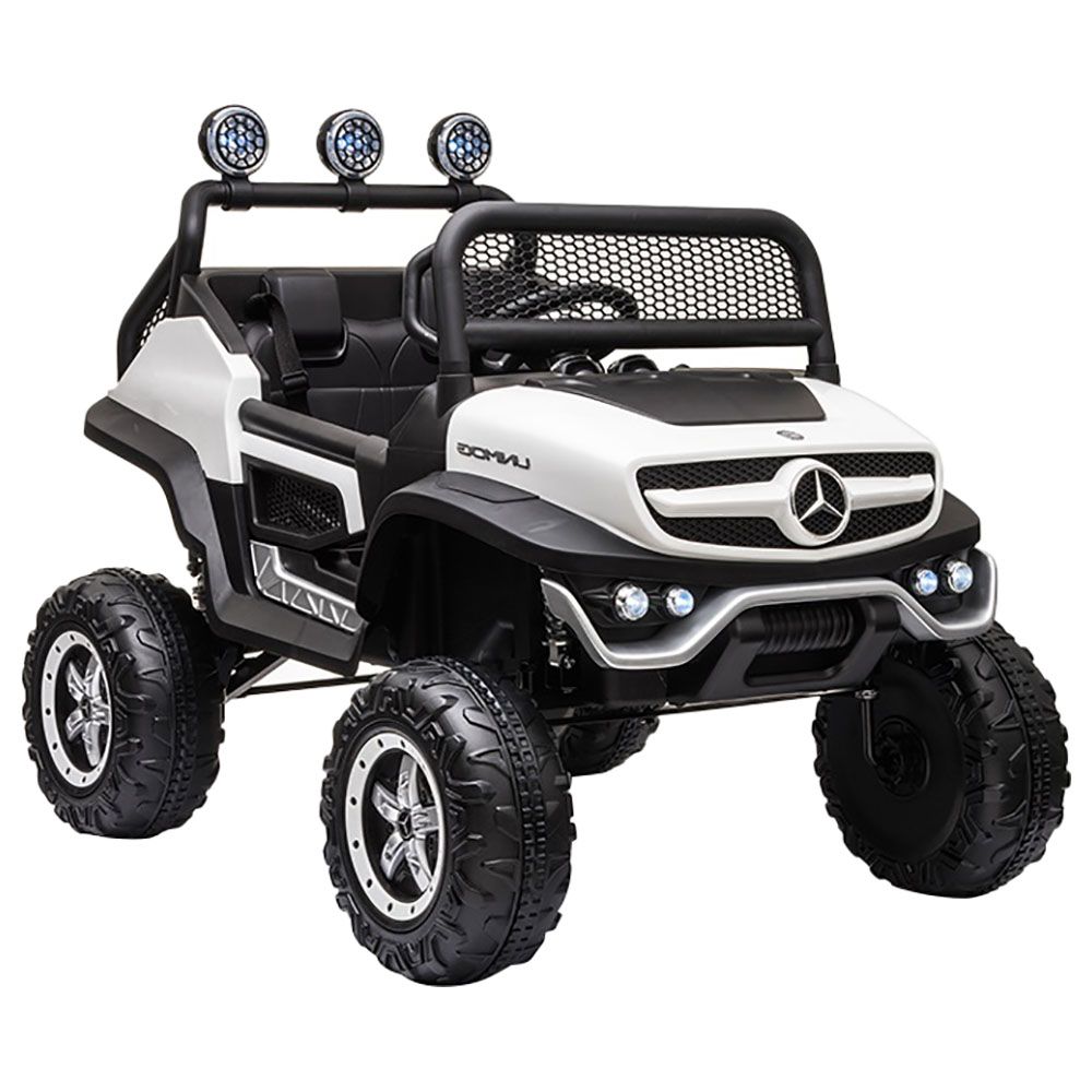 Megastar - Ride On 12V Mercedes Benz Juniors UNIMOG Electric Car - White