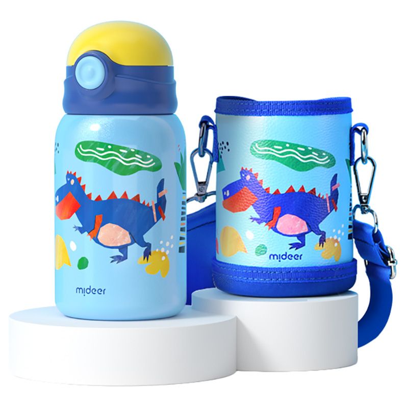 Mideer - Vacuum Insulated Bottle 450ml w/ Holder - T-Rex