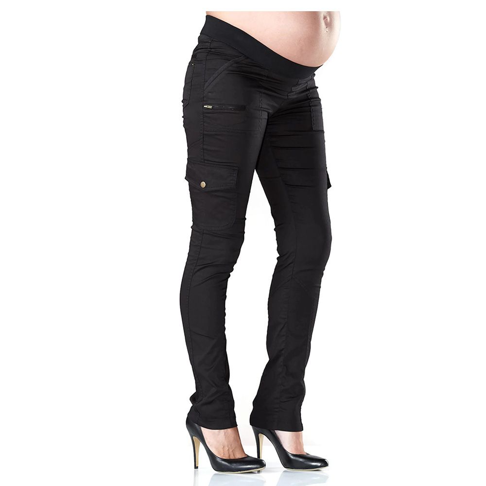 Mums & Bumps - Soon Hoolihan Cargo Skinny Maternity Pant - Black