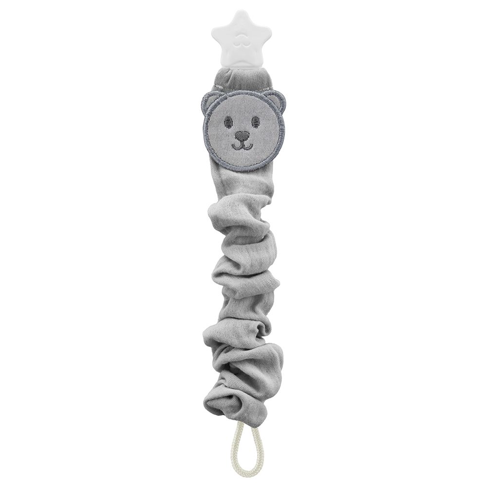 Babyjem - Pacifier Hanger w/ Raw Silk Material - Grey