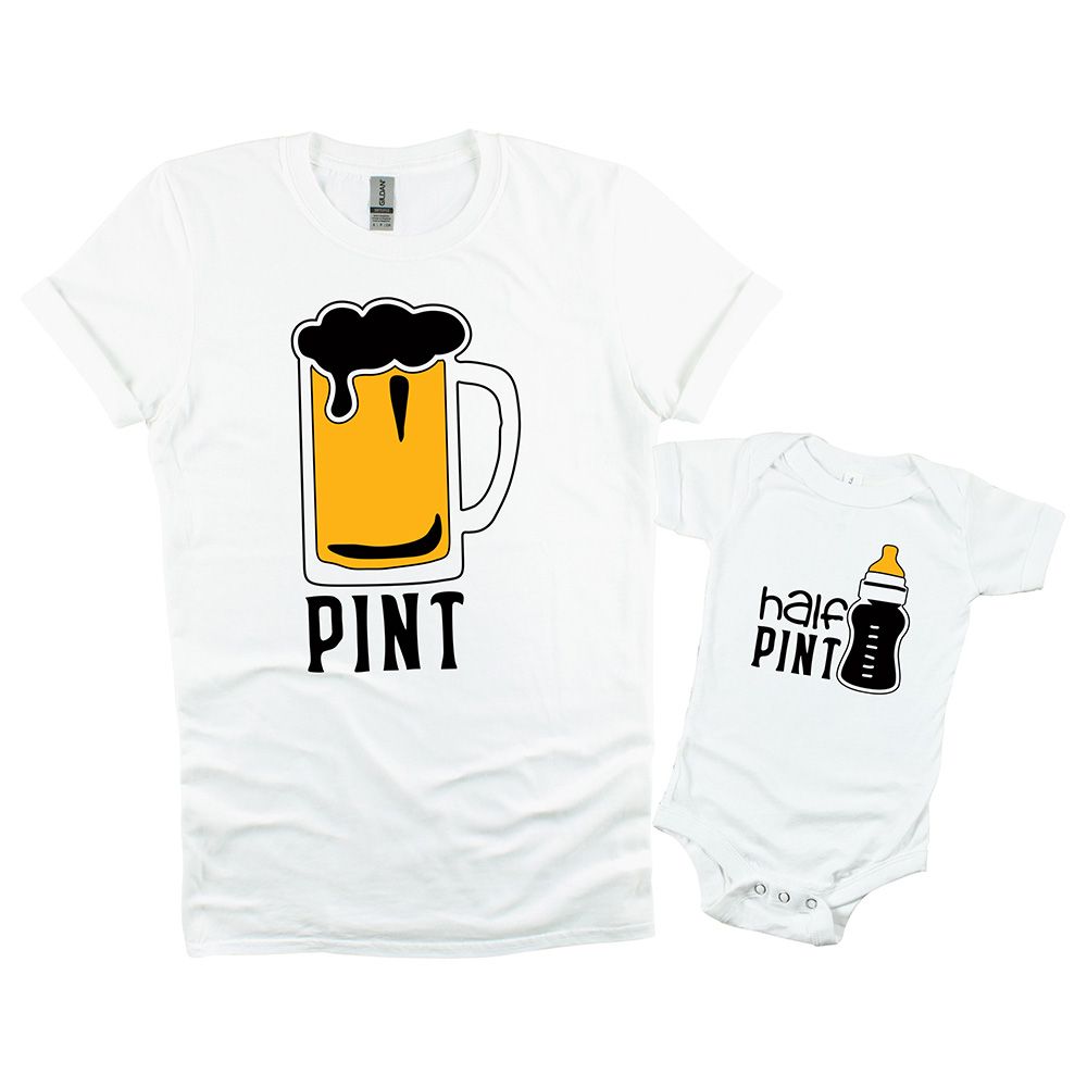 ماتشينغ فاميلي أوتفيتس - طقم قطعتين - داد/مام آند بيبي هاف باينت - أبيض