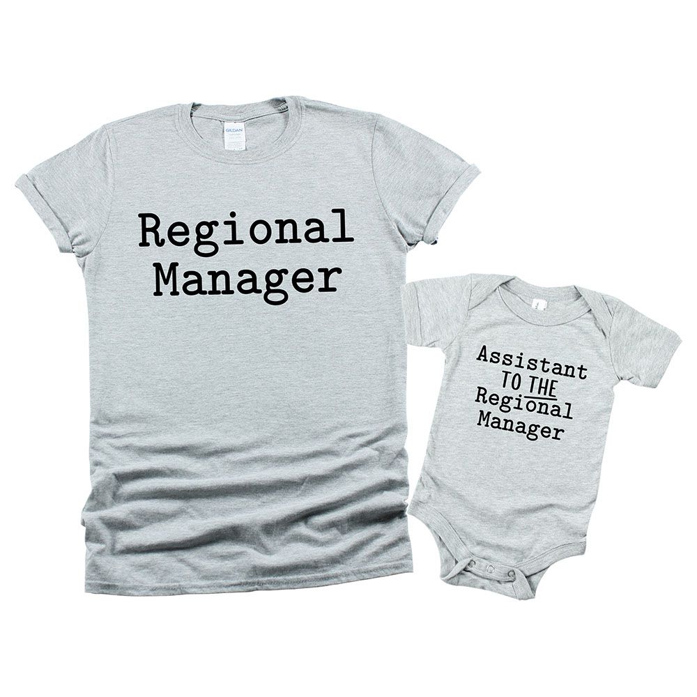 ماتشينغ فاميلي أوتفيتس - طقم قطعتين - Dad/Mum & Baby Regional Manager & Asst. 2 - رمادي