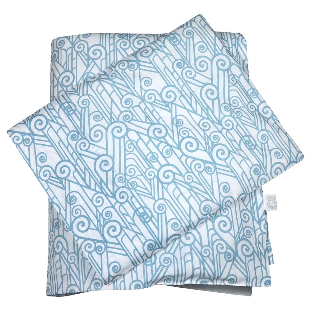 Me - Organic Baby Bed Set Vintage Spirals - Vintage Blue