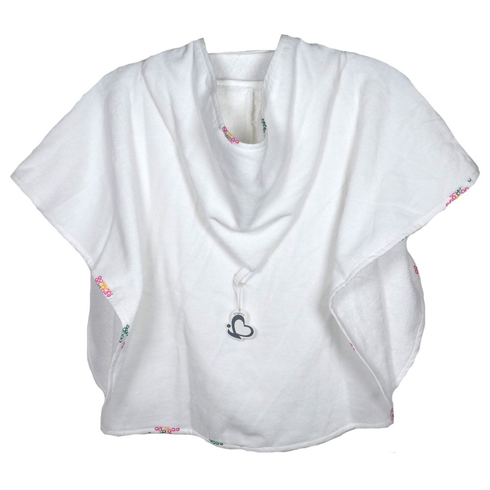 ME - Organic Baby Poncho - Hamaflowers - White & Pink - 1-2y