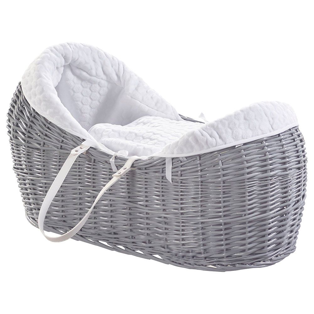 Kinder Valley - White Honeycomb Grey Pod Moses Basket