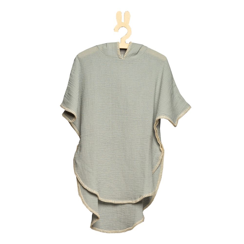 Minimou Kids - Cotton Muslin Beach Poncho - Green