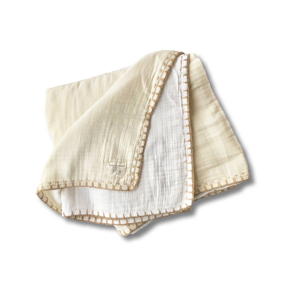 Minimou Kids - Double Face Blanket - Beige & White