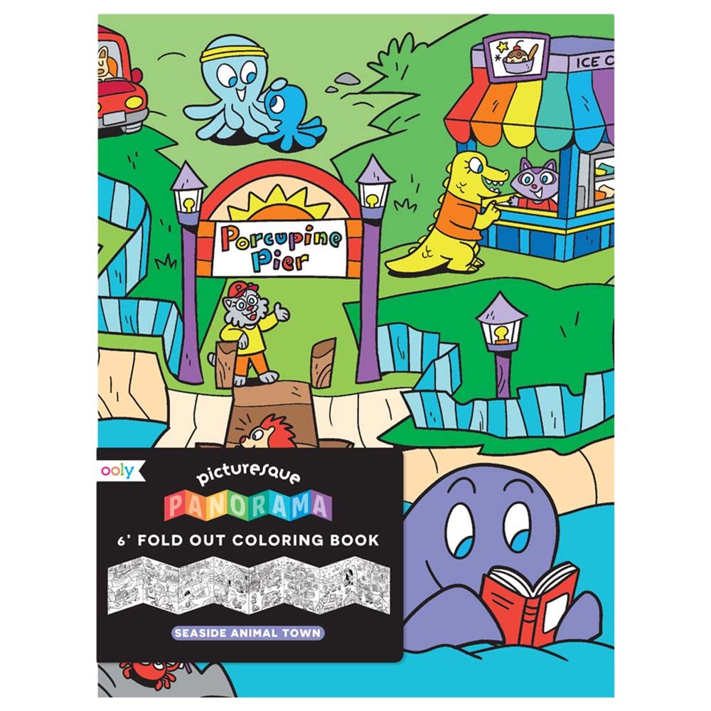 Ooly - Picturesque Panorama Colouring Book - Seaside Animal Town