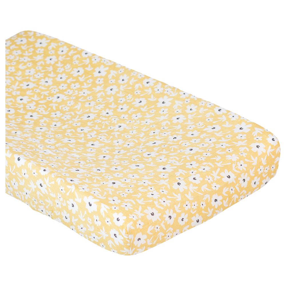 Lulujo - Muslin Change Pad Cover 80 x 40 cm - Yellow Wildflowers