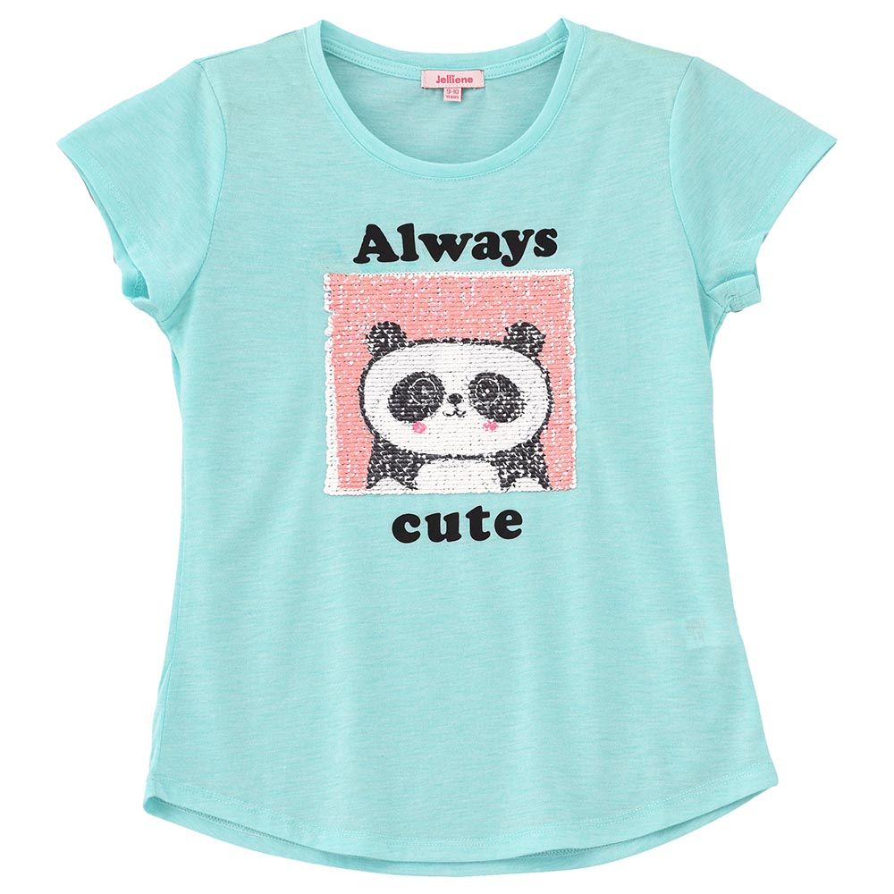 Jelliene - Printed Sequins S/Slv Knit T-Shirt - Light Blue