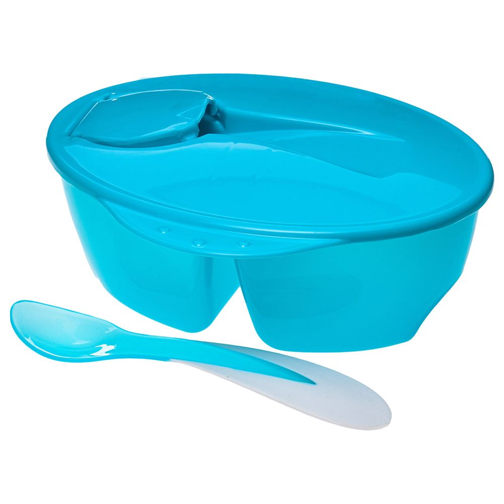 Uniq Kidz - Nanny Two Compartment Feeding Bowl w/ Spoon - Blue