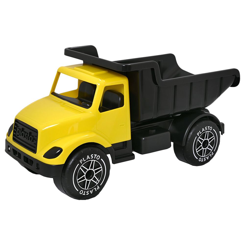 Plasto - Dump Truck With Silent Wheels - 60 cm - Yellow & Black