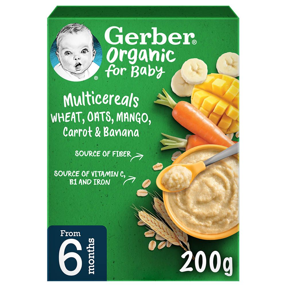 Gerber - Organic Cereal 200g - Wheat, Oats, Mango, Carrot & Banana