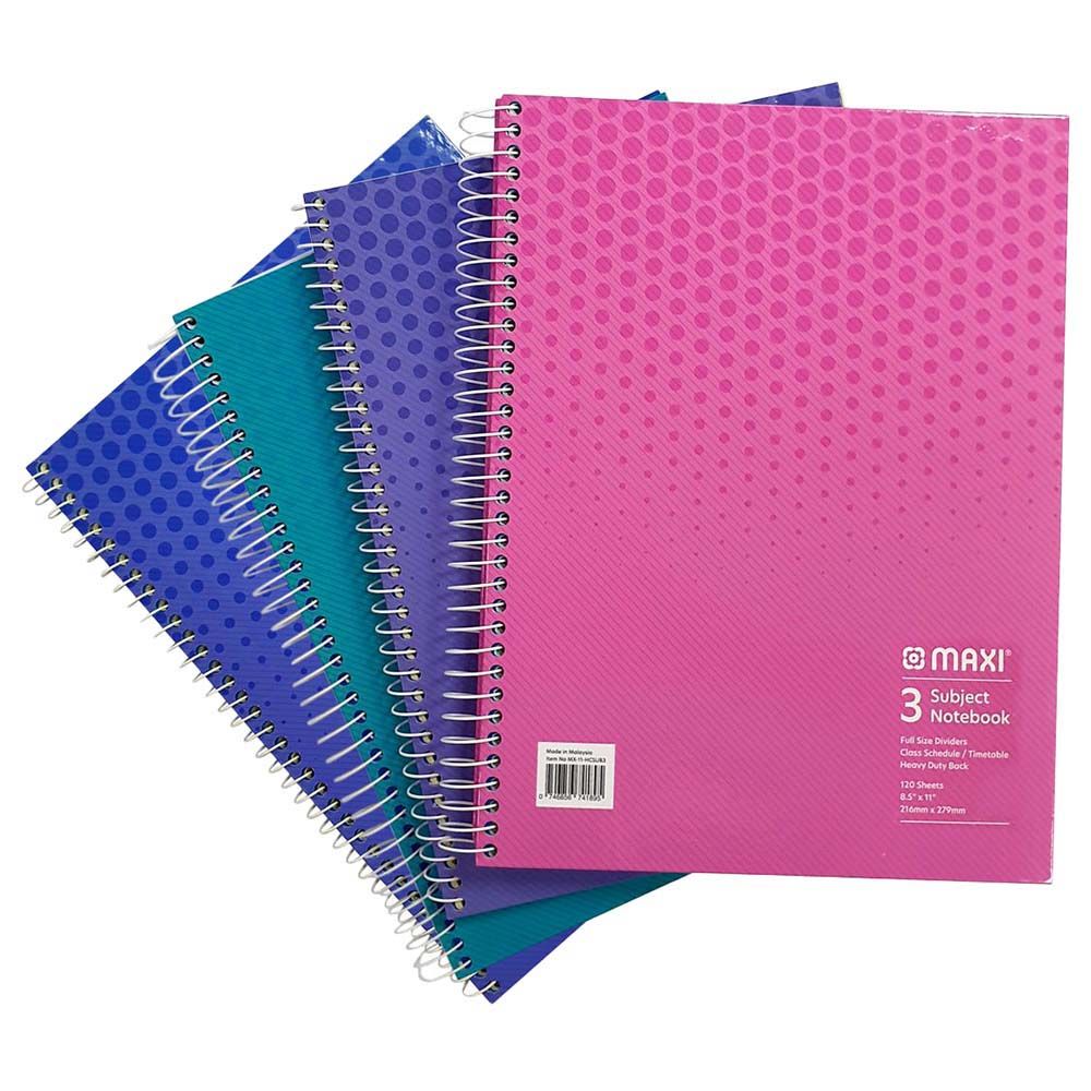 Maxi - Spiral Hc 3 Subject Notebook - 11X8.5 - 120 Sheets