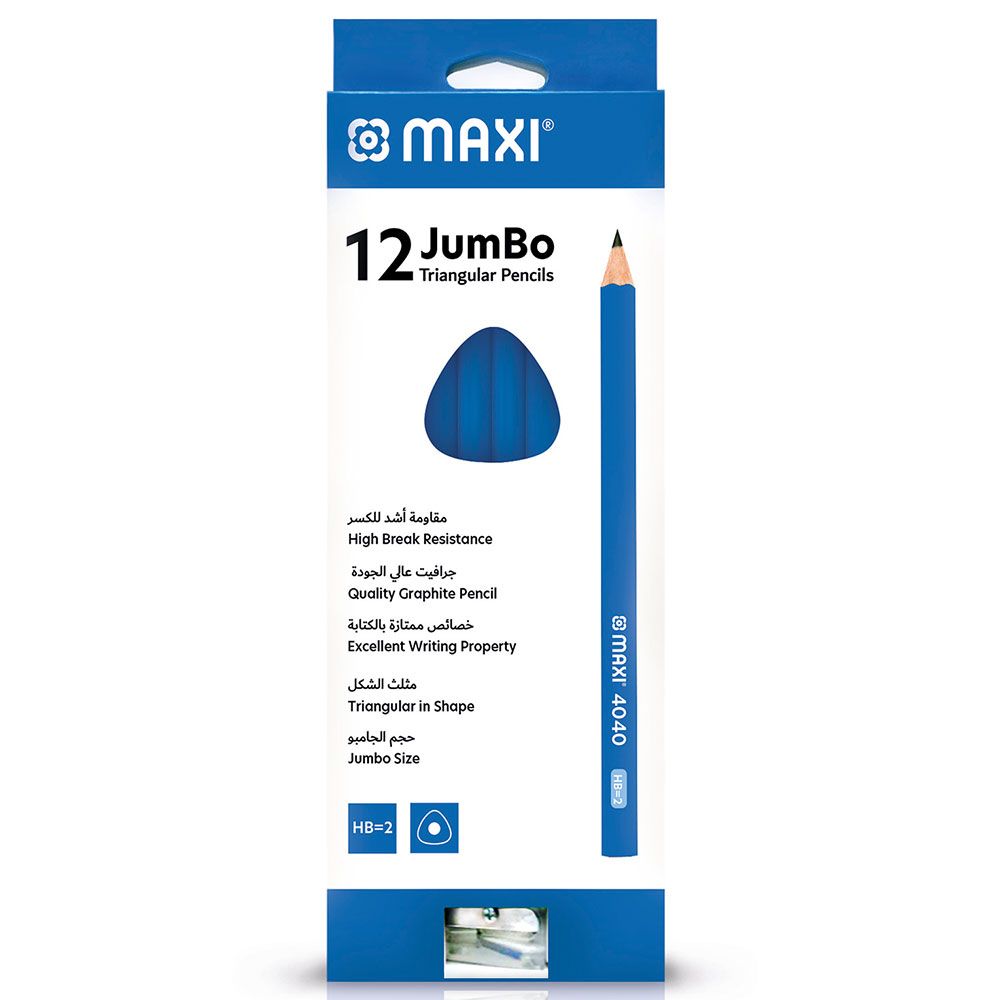 Maxi - 12 Jumbo Classic Black Lead Triangular Pencils 
