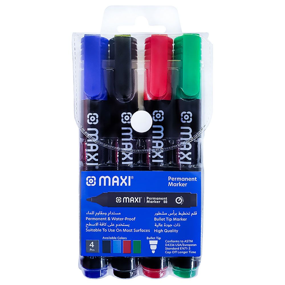 Maxi - Permanent Marker Bullet Tip - 4pcs
