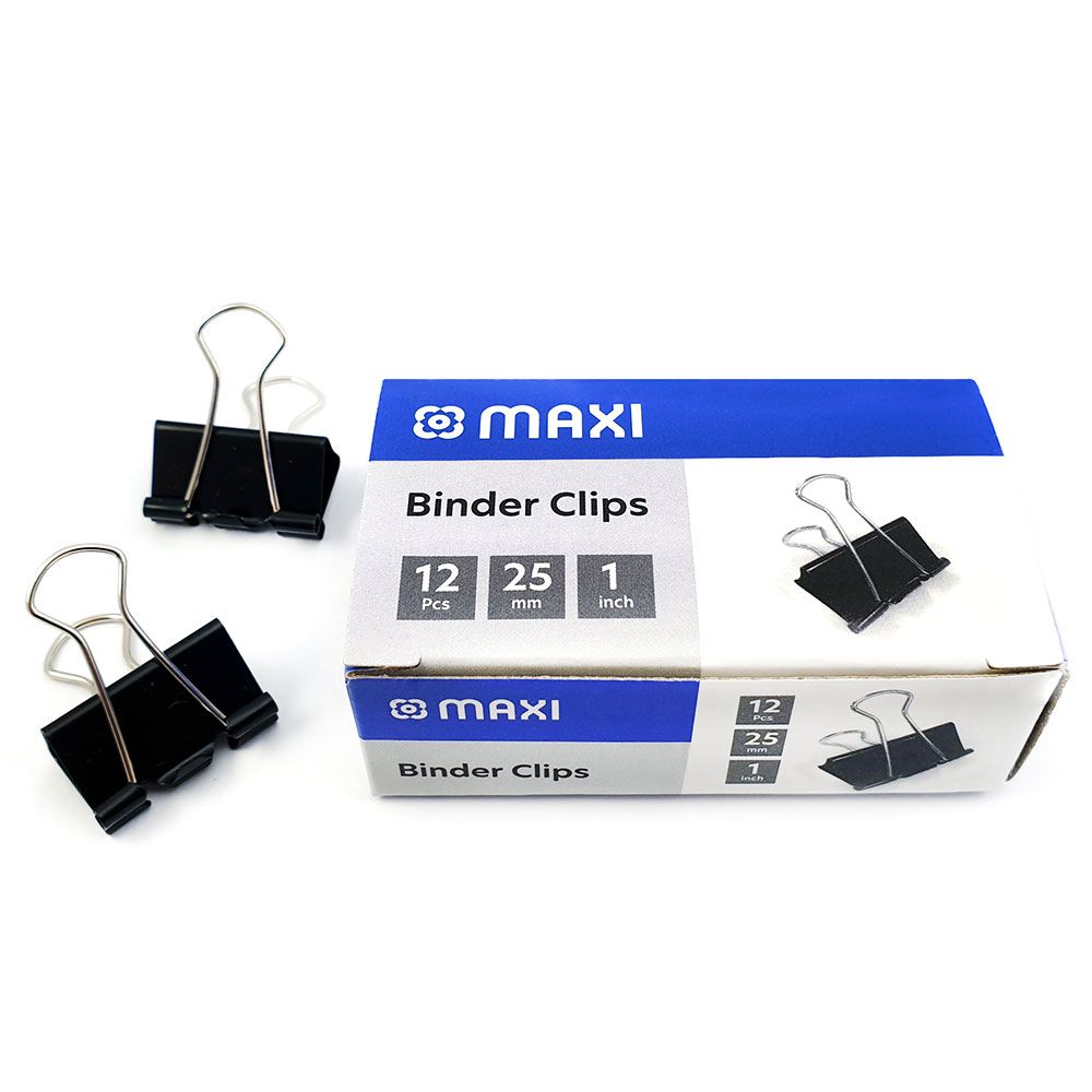 Maxi - 25mm Black Binder Clip - 12pcs