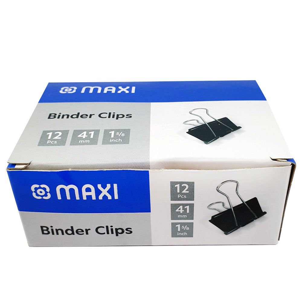 Maxi - 41mm Black Binder Clip - 12pcs