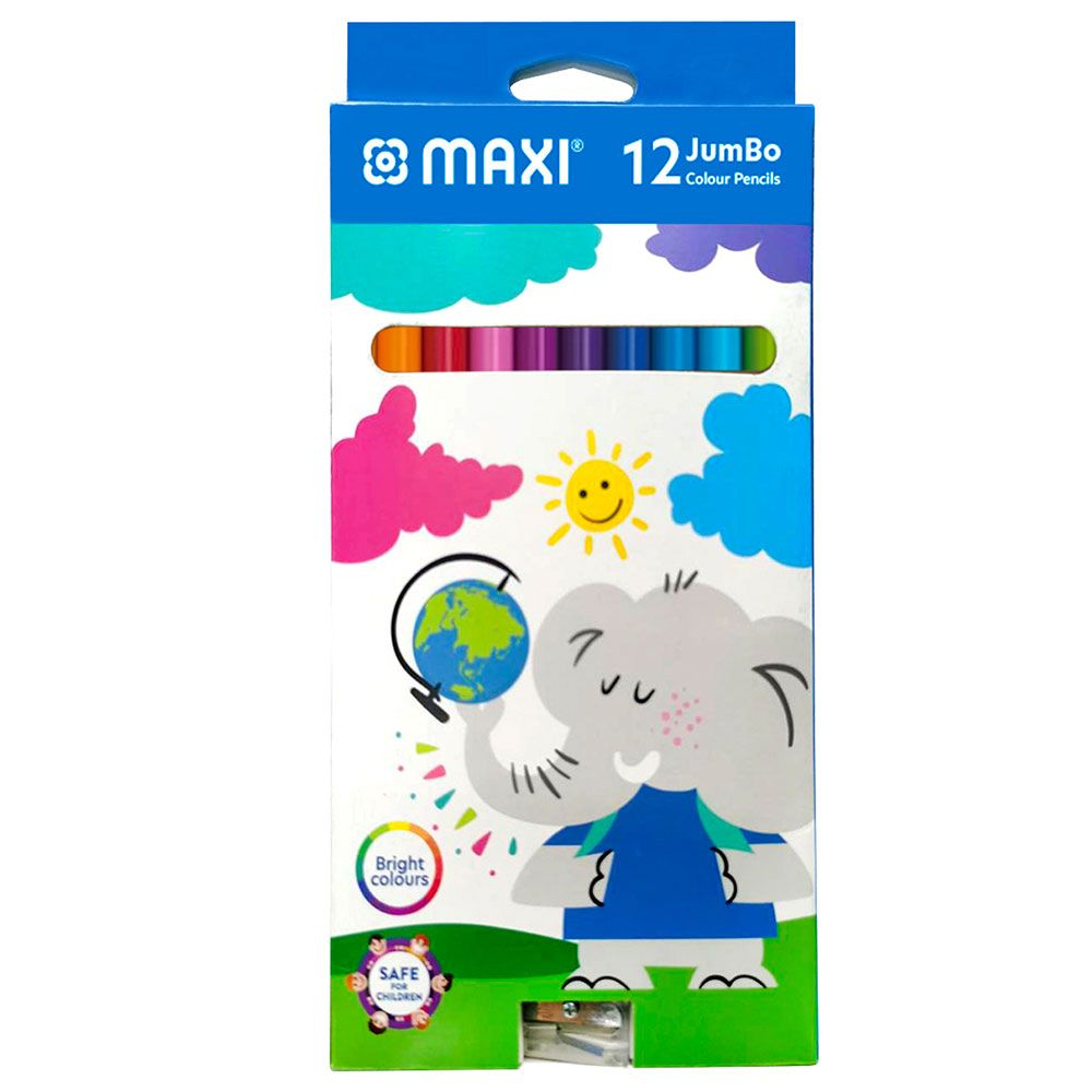 Maxi - Jumbo Triangular Colour Pencils - 12Pcs