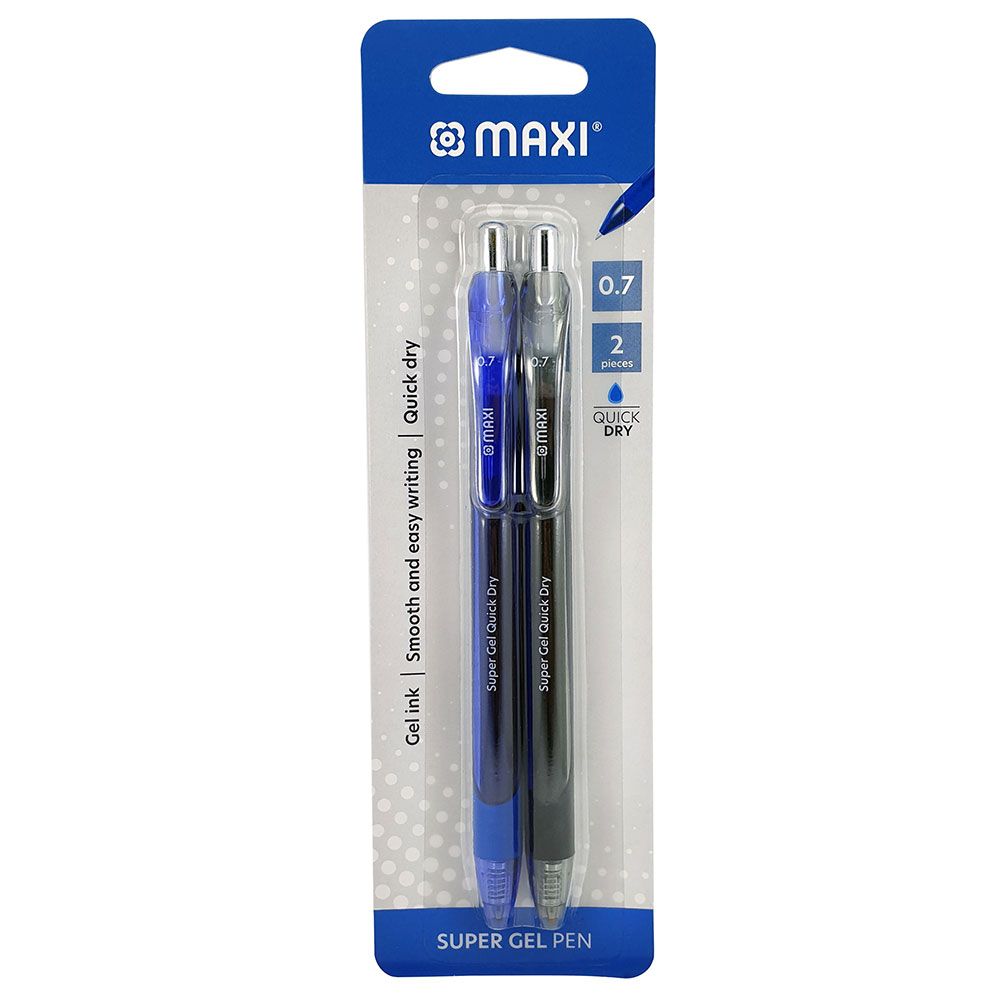 Maxi - Gel Pen 0.7mm 2Pcs - Black & Blue