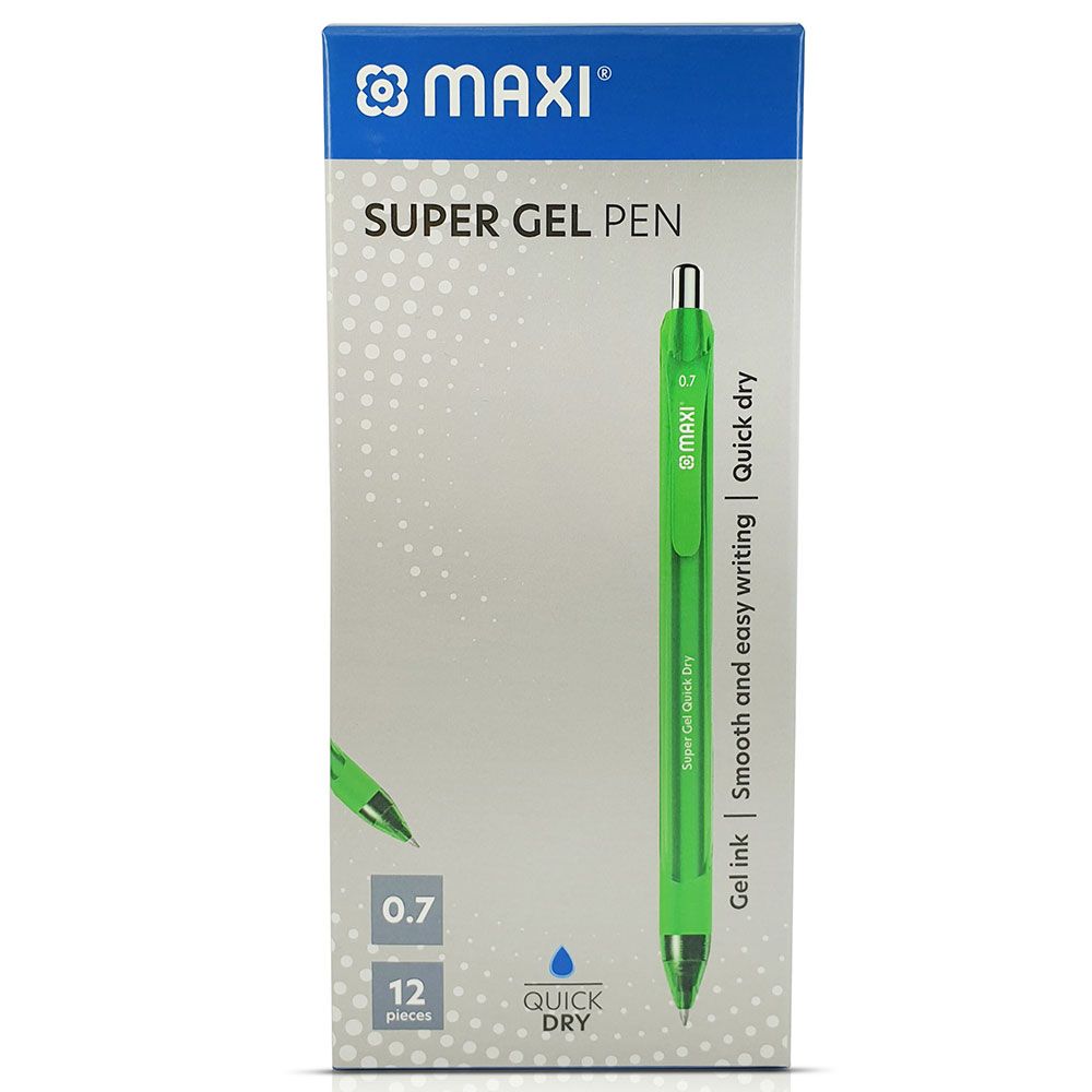 Maxi - Gel Pen 0.7mm - Green - Pack of 12