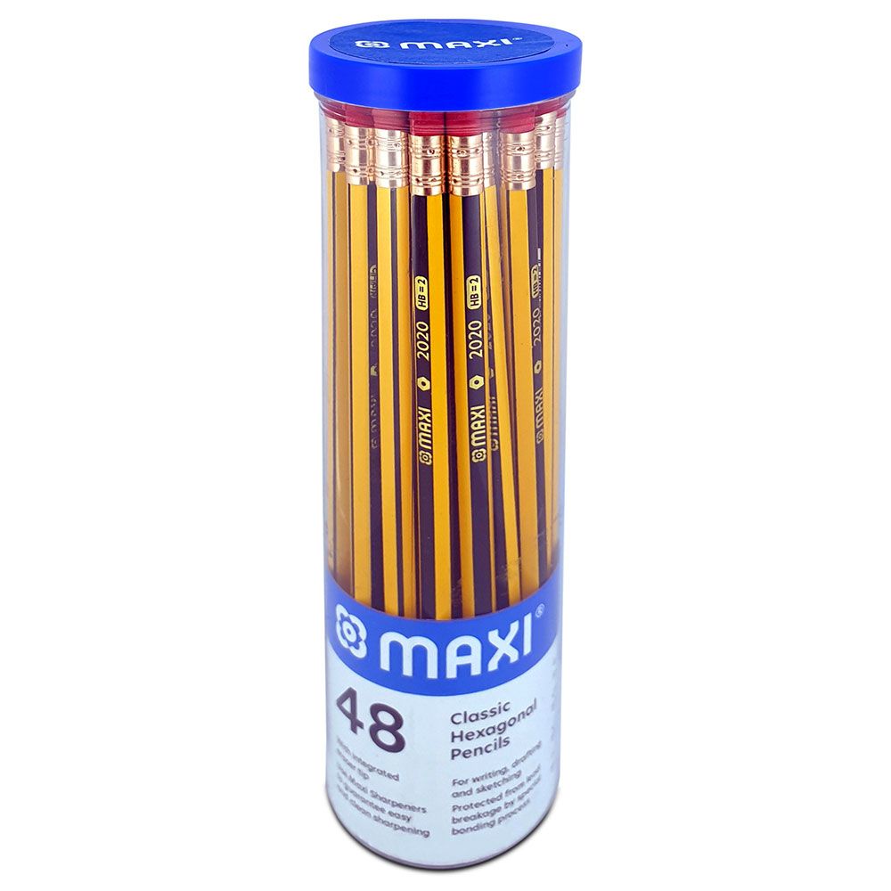 Maxi - Black Lead Pencil 48's in Jar - Yellow & Black