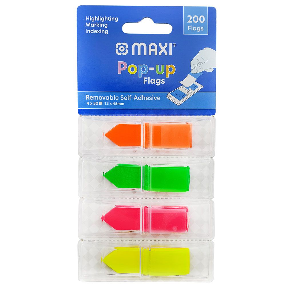 Maxi - Self Adhesive Pop-Up Flags Arrow Shaped - 200 Flags