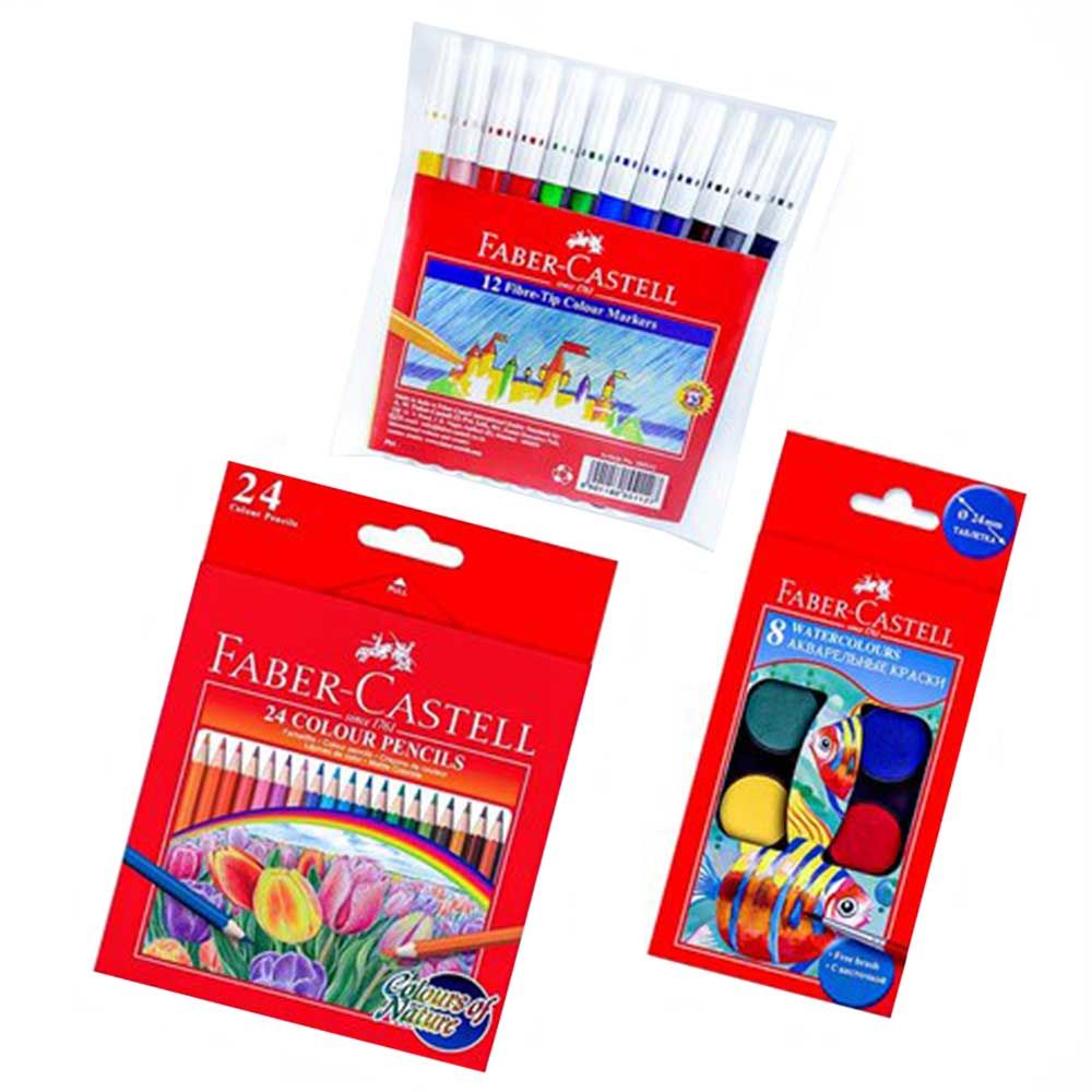 Faber-Castell - 24 Color Pencil + 12 Felt Pen + 8 Watercolor Set
