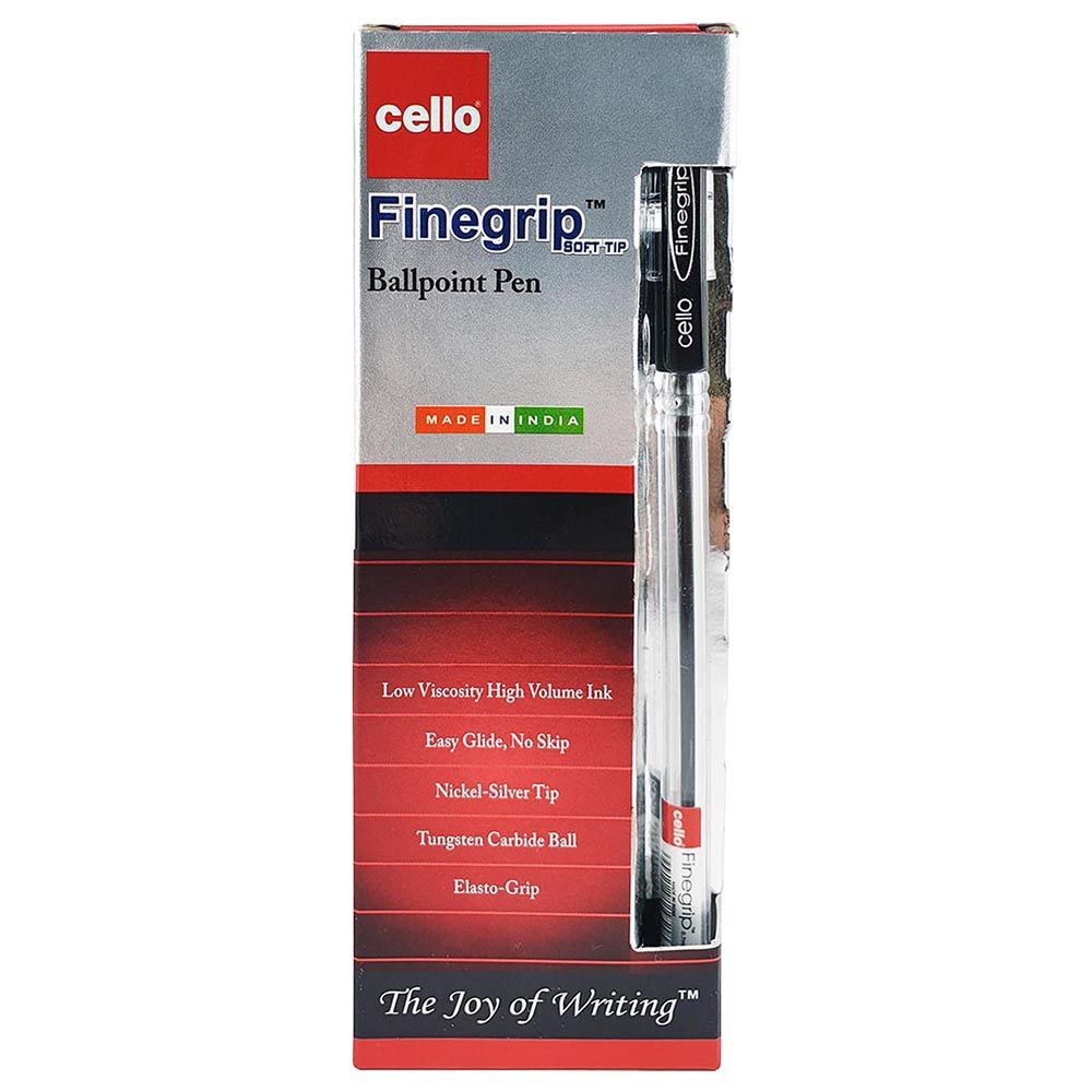 Cello - Ball Pen Finegrip 0.7mm Black Pack of 12