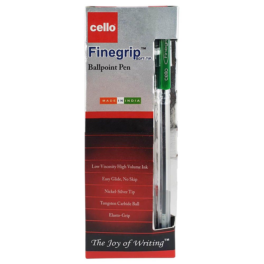 Cello - Ball Pen Finegrip 0.7mm Green Pack of 12