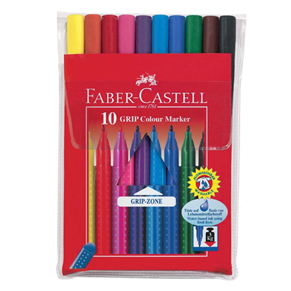 Faber-Castell - Fiber Pens Grip Color Markers Set of 10pcs