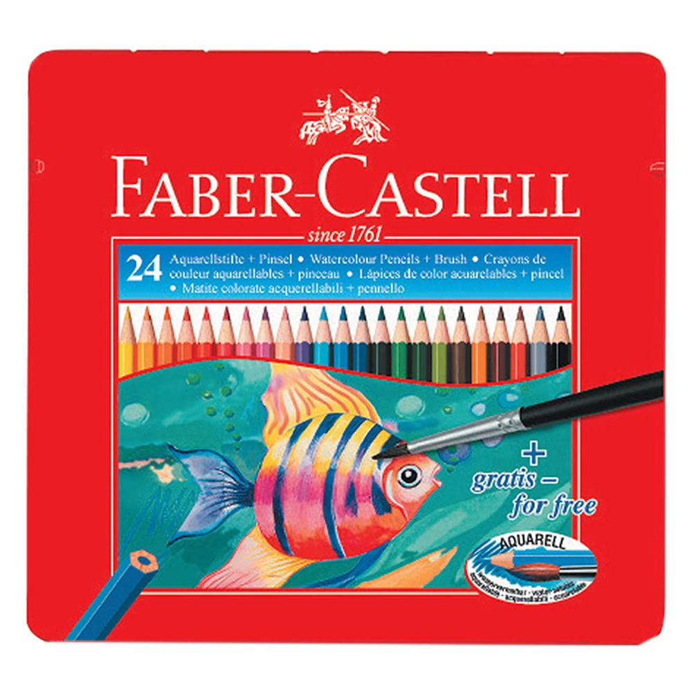 Faber-Castell - Fish Flat Tin Water Colour Pencil 24pcs