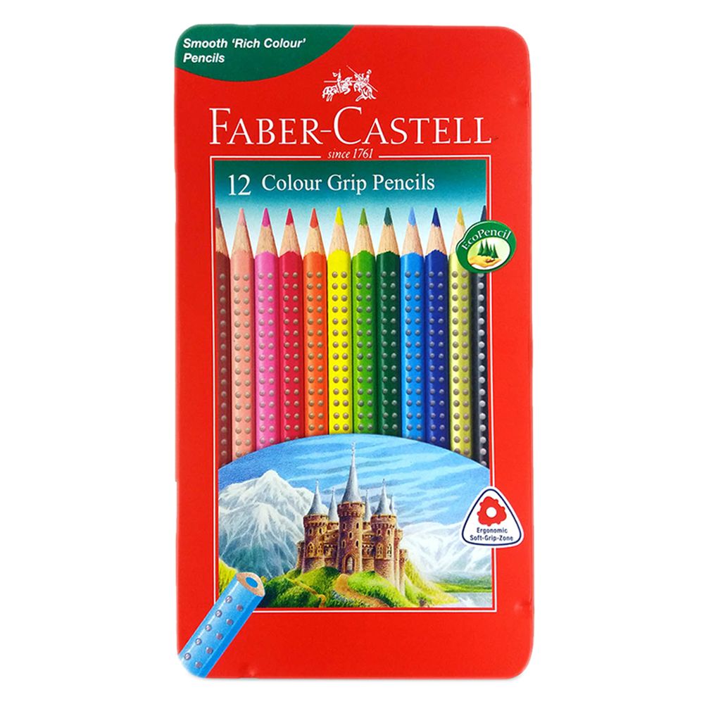 Faber-Castell - Grip Color Pencil Flat Tin 12 Color
