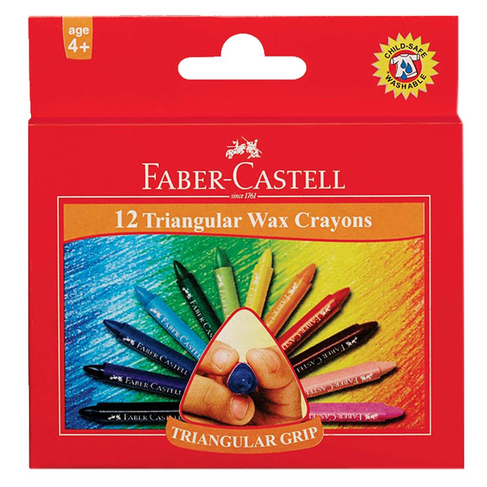 Faber-Castell - Triangular Wax Crayons 12pcs