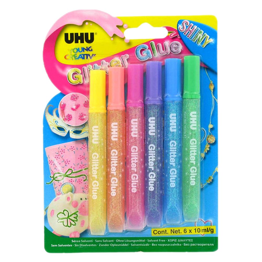 UHU - Shiny Glitter Glue 6x10ml