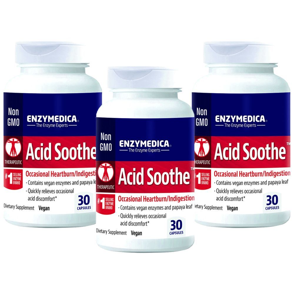 Enzymedica - Acid Soothe 30 Capsules Pack of 3