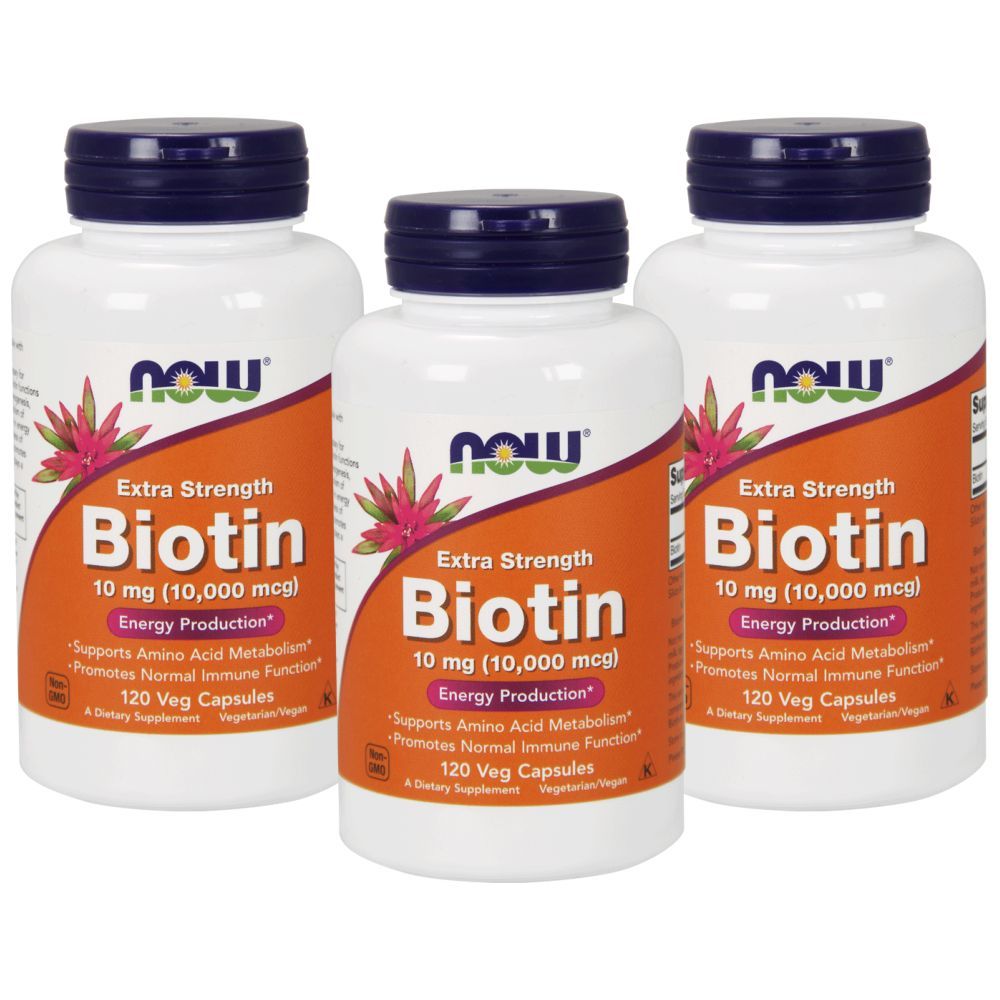 Now Foods Biotin 10 mg 120 Veg Capsules Pack of 3