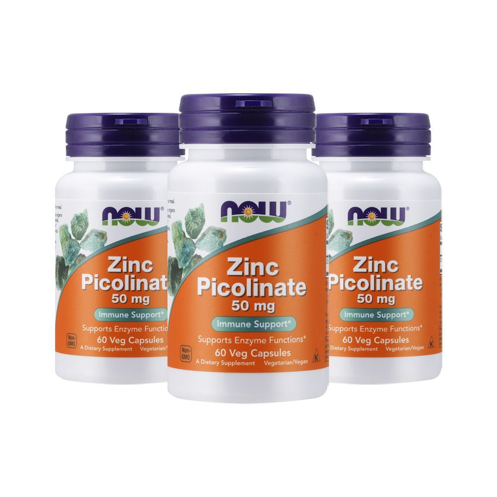 Now Foods - Zinc Picolinate 50mg 60 Veg Capsules Pack of 3