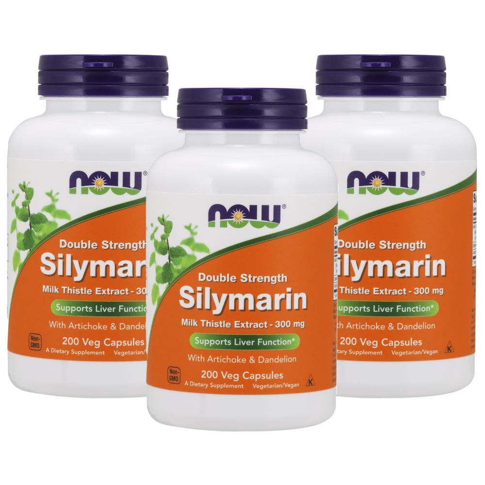 Now Foods Double Strength Silymarin Milk Thistle Extract 300mg 200 Veg Capsules 3pcs