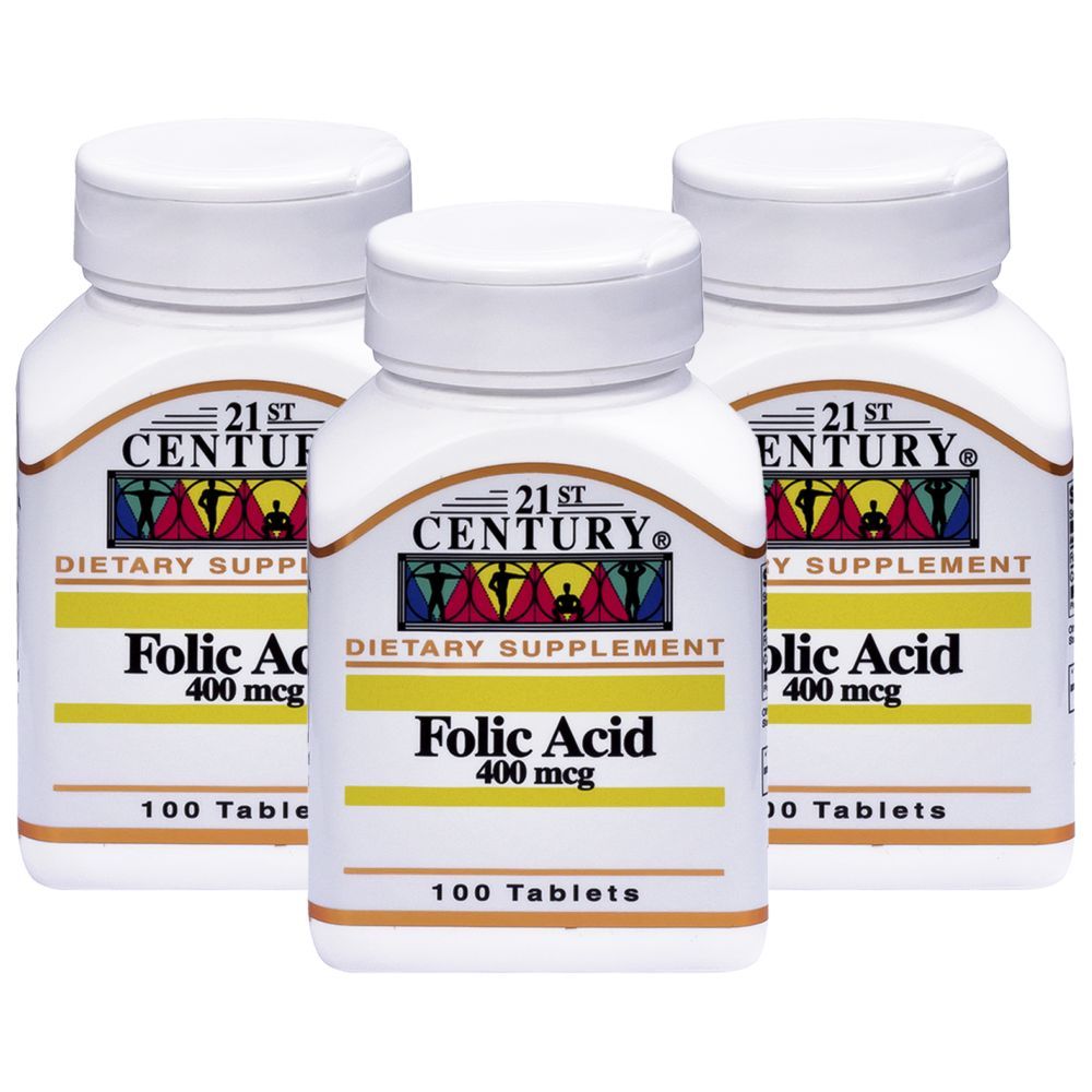 21st Century - Folic Acid 400mcg 100 Tablets Pack of 3