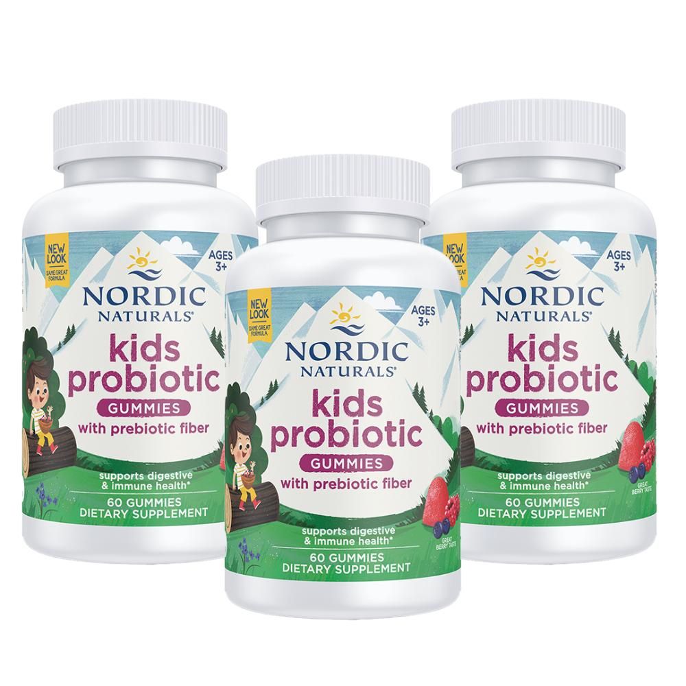 حلوى نورديك ناتشورالز البروبيوتيكية للأطفال، عبوة من 3 قطع، 60 قطعة