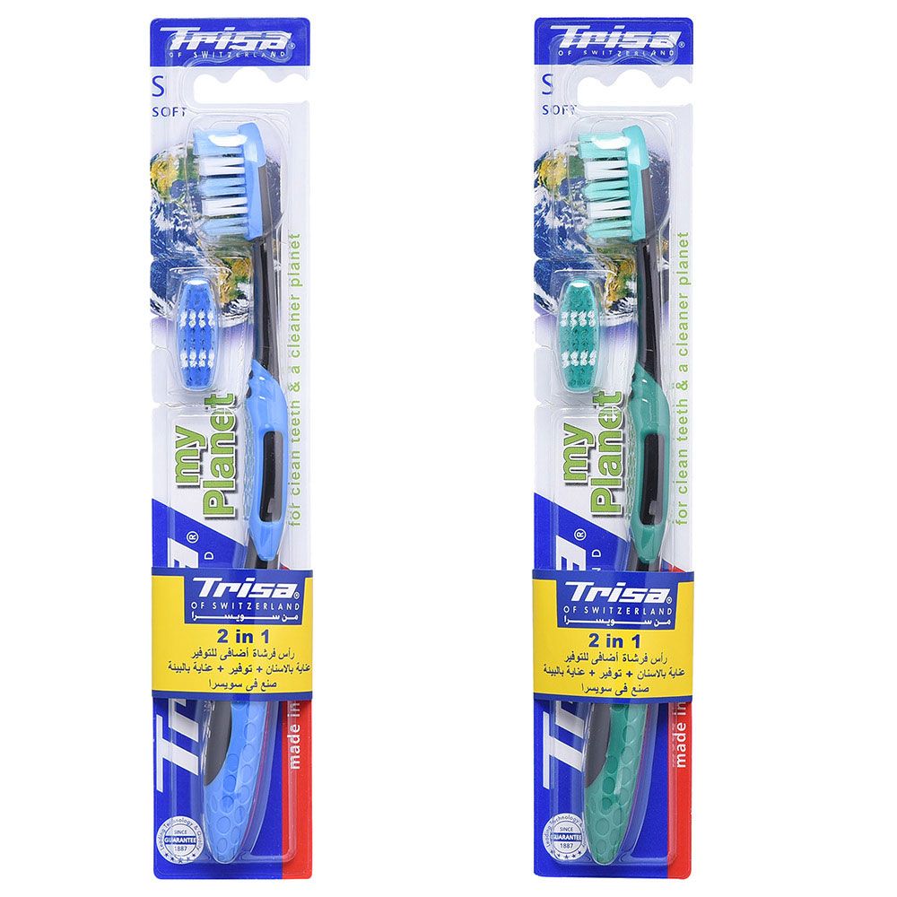 Trisa - My Planet Toothbrush With Extra Head - Soft-Assorted