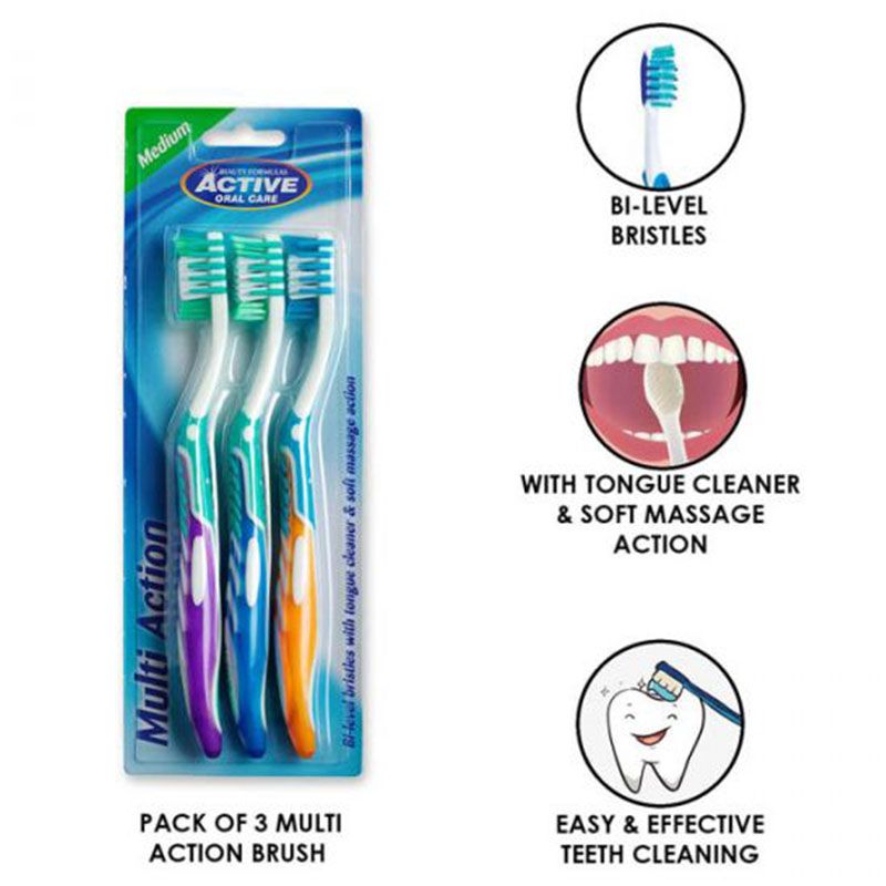Beauty Formulas - Multi Action Tooth Brush Pack of 3 Medium