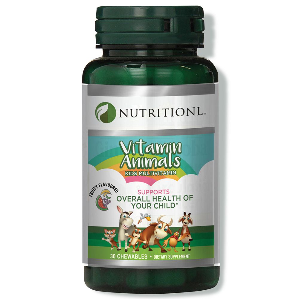 نيوتريشن - فيتامينات متعددة قابلة للمضغ للأطفال على شكل حيوانات، 30 قرصًا