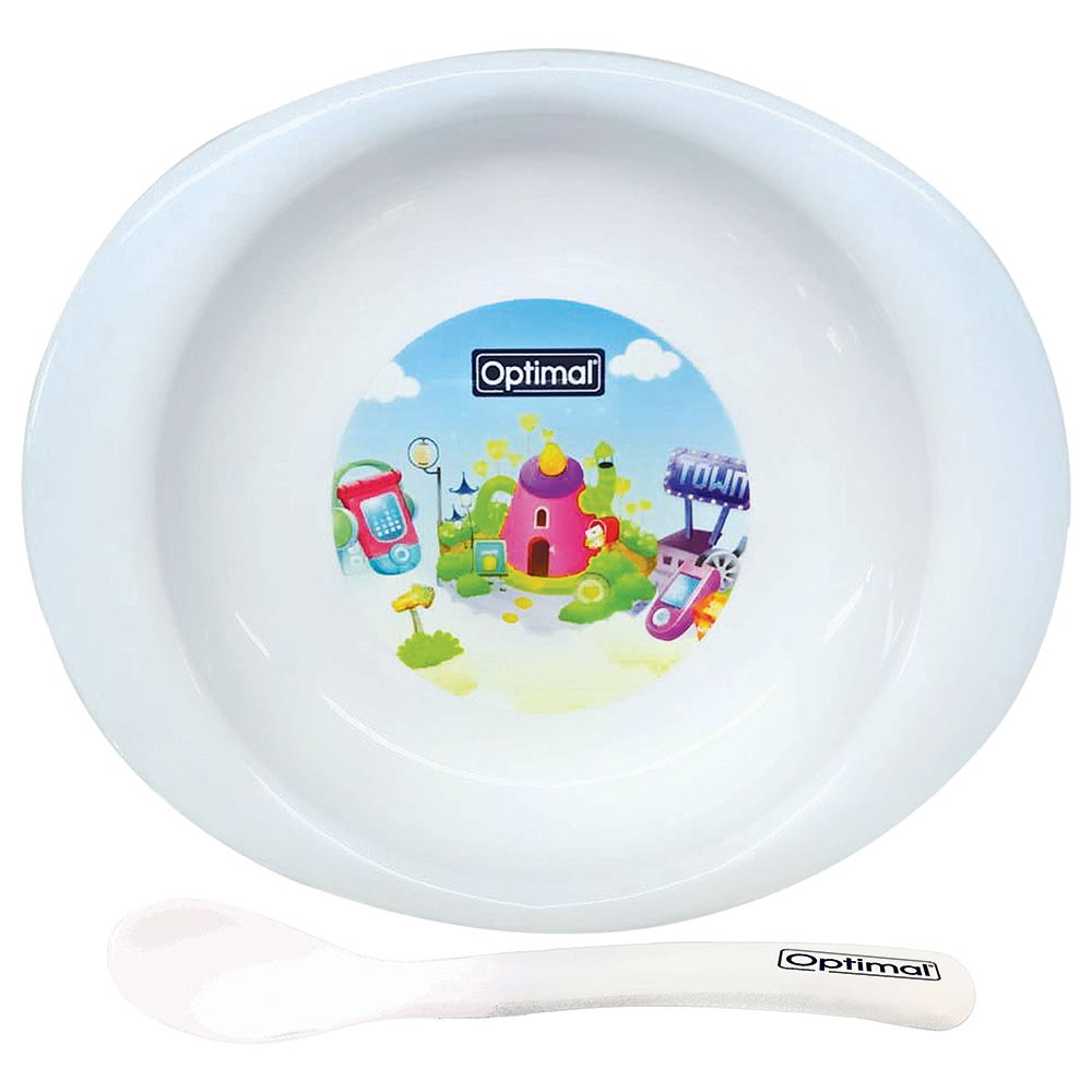 Optimal - Solid Body Feeding Plate w/ Spoon - White