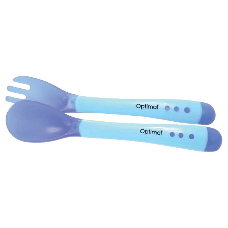 Optimal - Soft Grip Handle Spoon & Fork - Blue