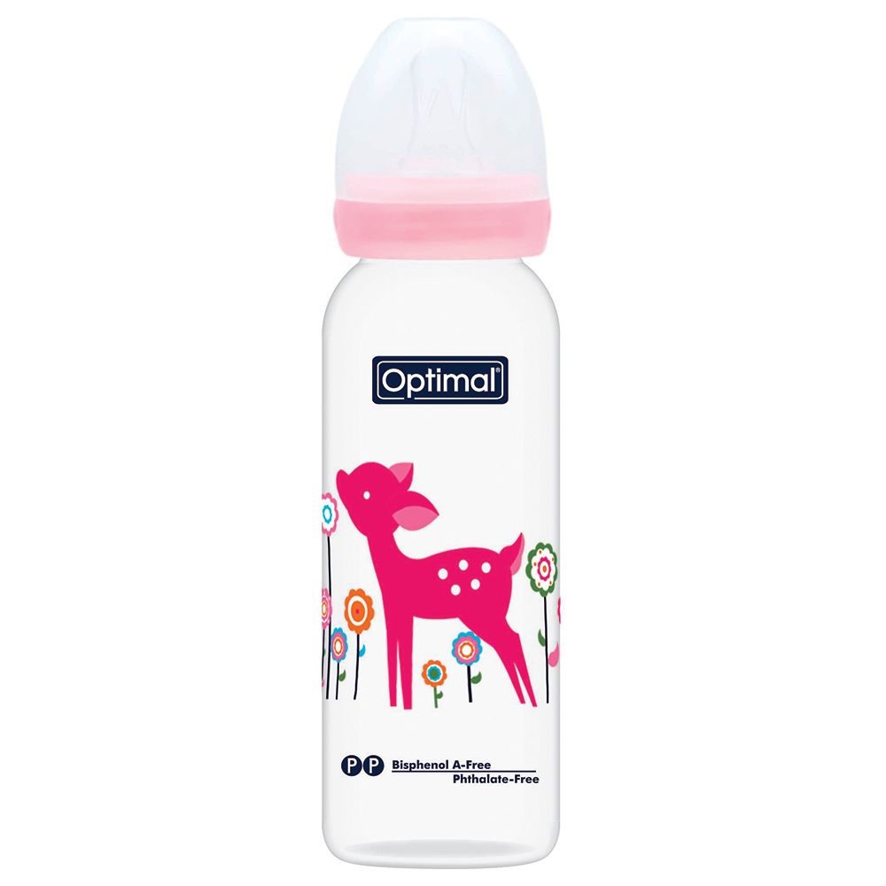 Optimal - Slim Waist Feeding Bottle - 240ml - Pink