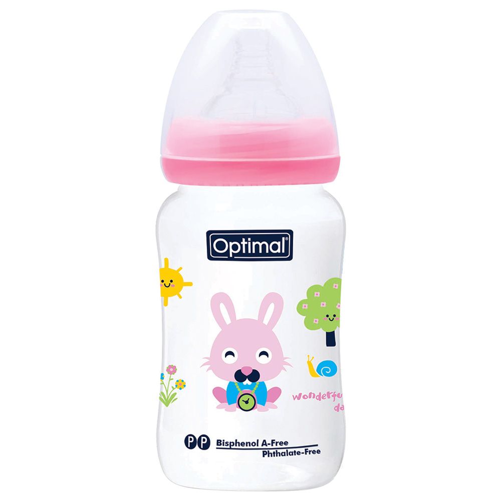Optimal - Neck Feeding Bottle - 240ml - Pink