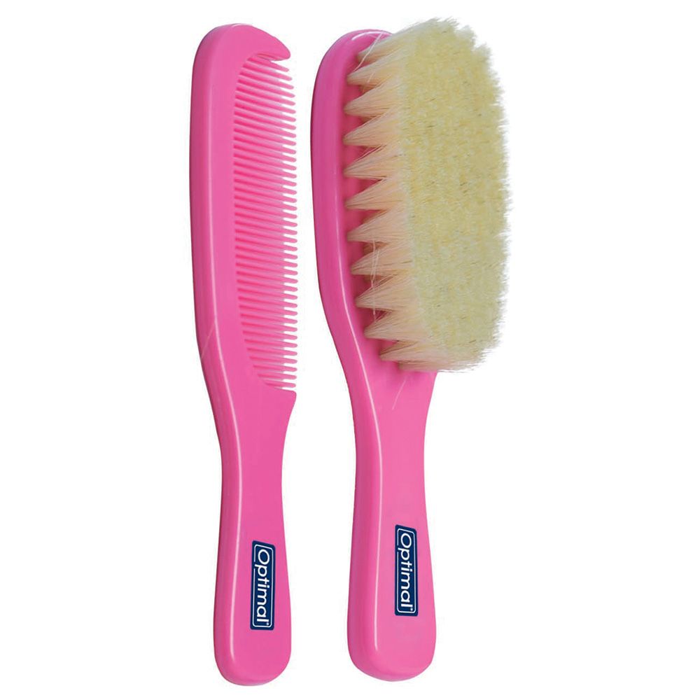 Optimal - Hair Brush & Comb Set - Pink
